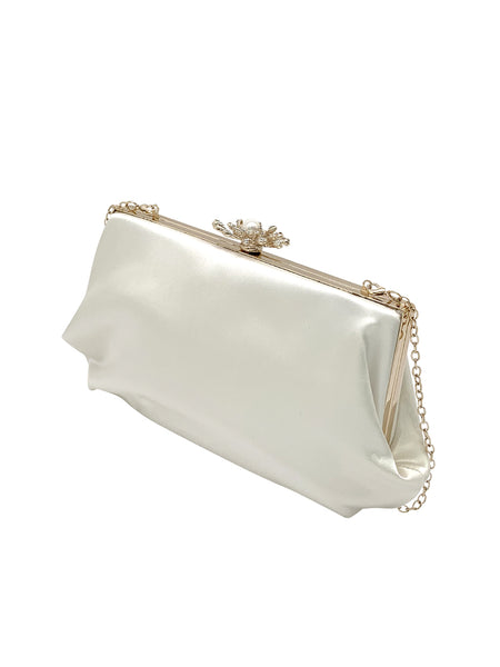 Hart Matte Satin Pouch with Pearl Burst Clasp