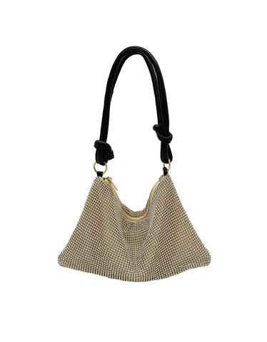 La Regale Evening Bag Purse Hang Bag Womens Black Gold 9" x 6"
