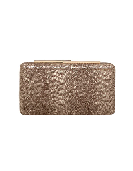 Piper Python Print Faux Leather Minaudiere